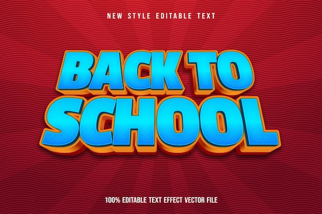 Back to school editable text effect comic style blue