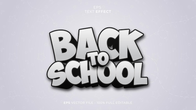 Back To School editable text effect font with black and white color