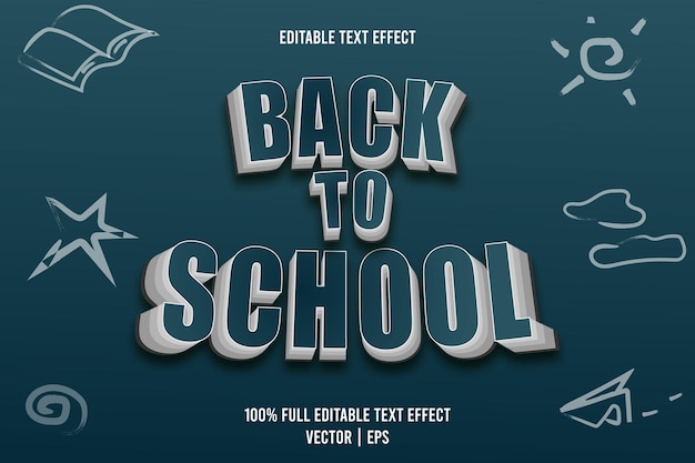 Vector back to school editable text effect