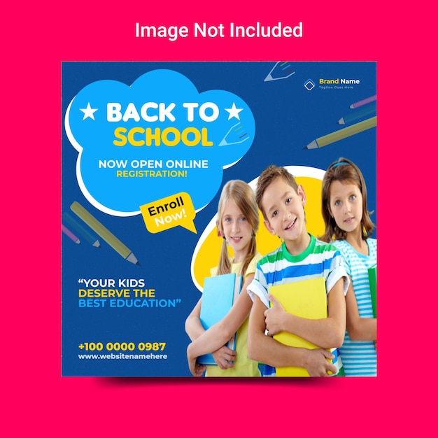 Back-to-school education admission instagram social media posts and web banner