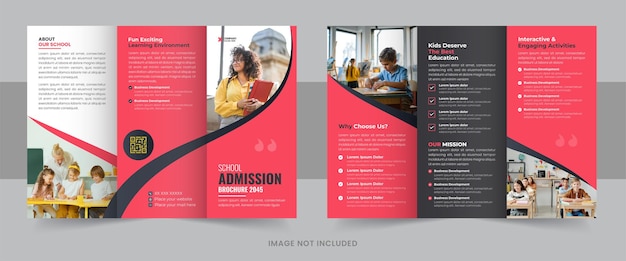 Back to school education admission trifold brochure template