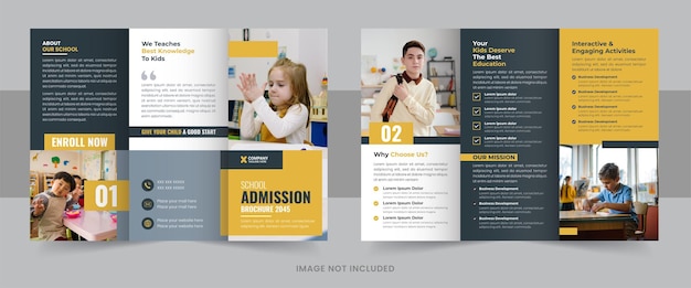 Back to school education admission trifold brochure template
