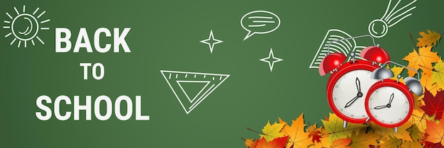 Back to school education autumn style vector banner template