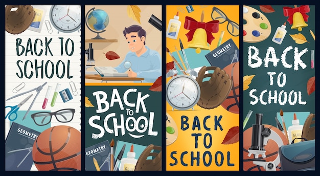 Vector back to school education  banners