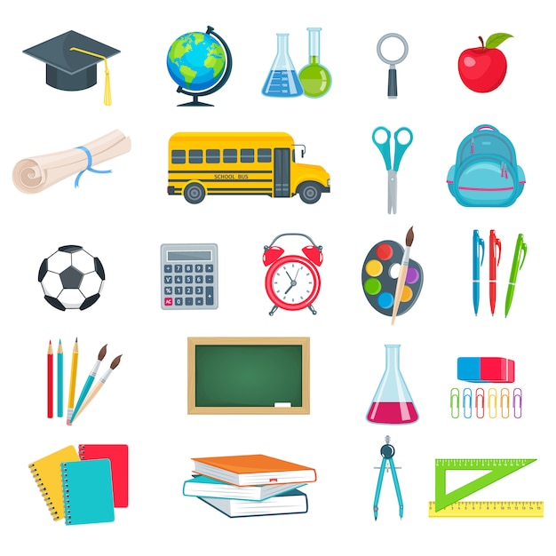 Back to school education icons set