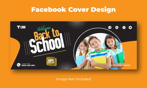 学校に戻るフェイスブックカバーデザインテンプレート