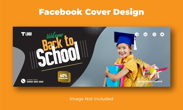 学校に戻るフェイスブックカバーデザインテンプレート