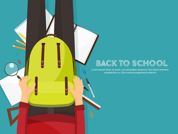 Vector back to school flat background online education and study teacher student