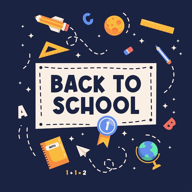 back to school flat design illustration banner