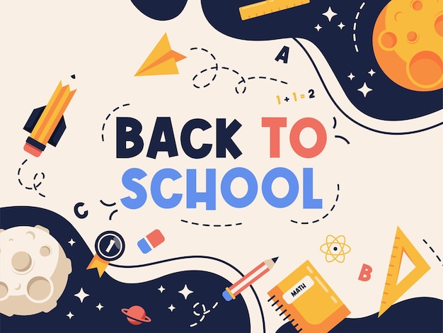 back to school flat design illustration banner
