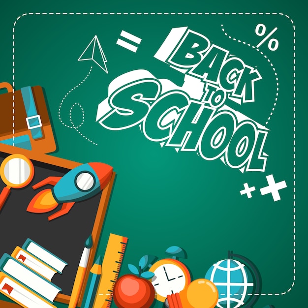 back to school flat poster illustration