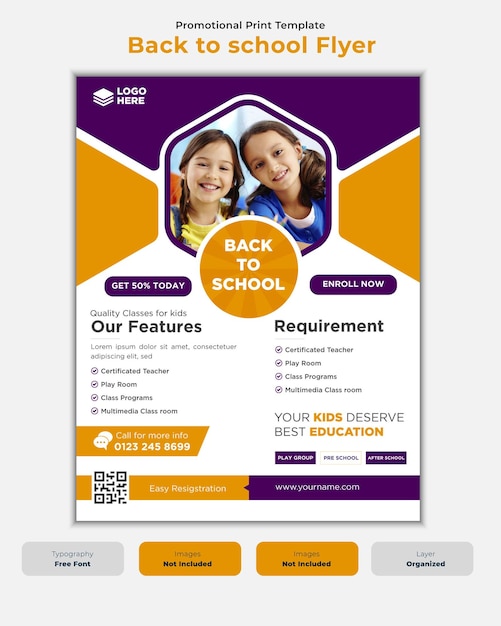 Vector back to school flyer design with abstract shape