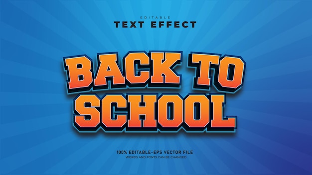 Vector back to school gold editable colorful 3d text effect template