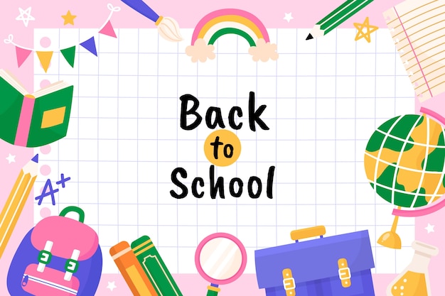 Back to school hand drawn flat background