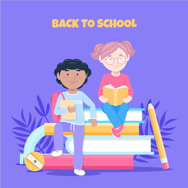 Vector back to school hand drawn flat illustration