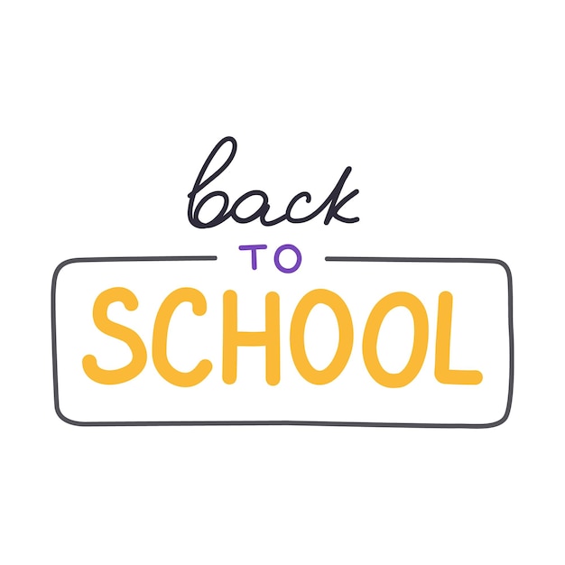 Back to school hand drawn lettering School and education vector typography isolated on background Cute handwriting phrase about start of learning and studying for poster flyer design