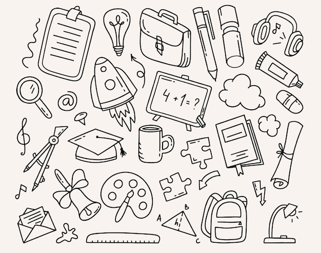 Back to school hand drawn set vector