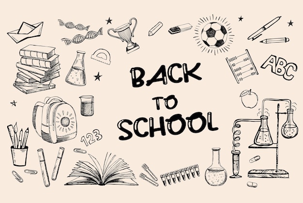 Back to school hand drawn set vector