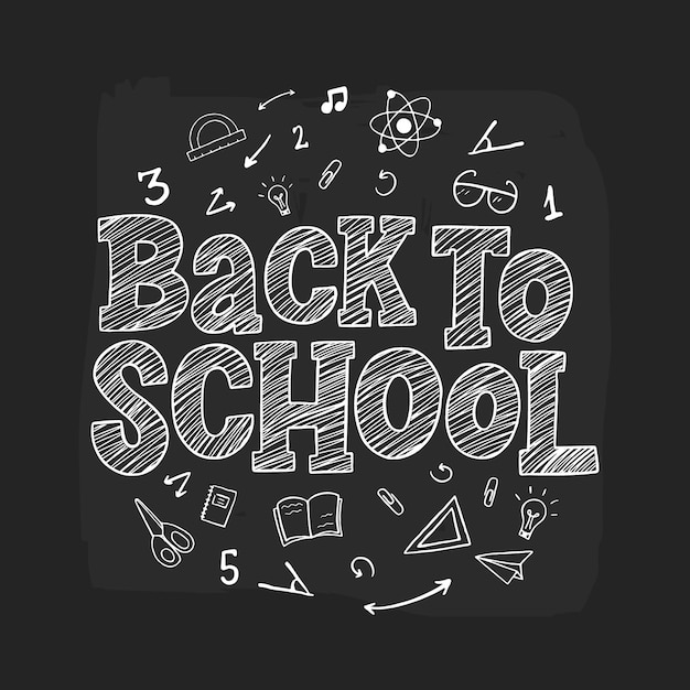 Back to school hand drawn sketch lettering inscription