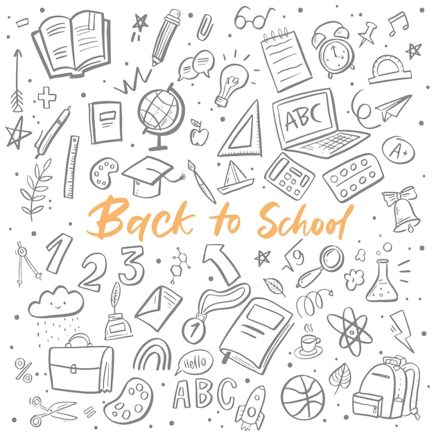 Vector back to school. hand lettering and doodle