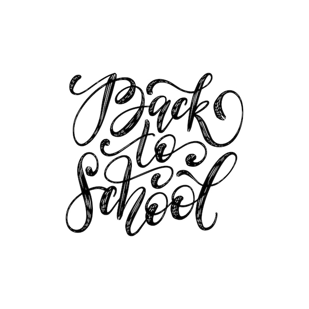 Back to school hand lettering on white background vector calligraphy illustration used for poster card