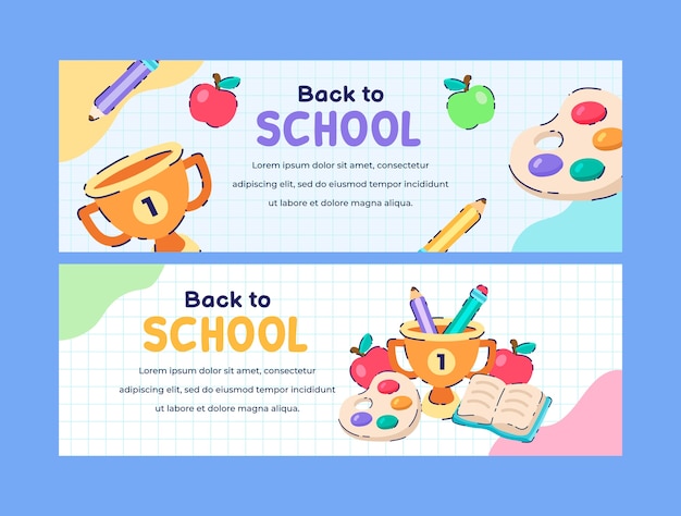 Back to school  horizontal banner design template