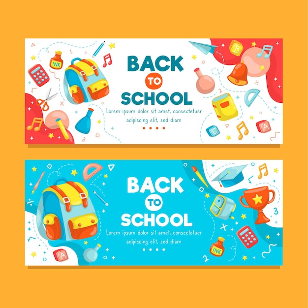 Vector back to school horizontal banners