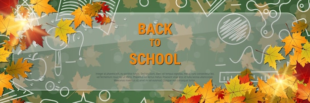 Back to school horizontal vector banner template