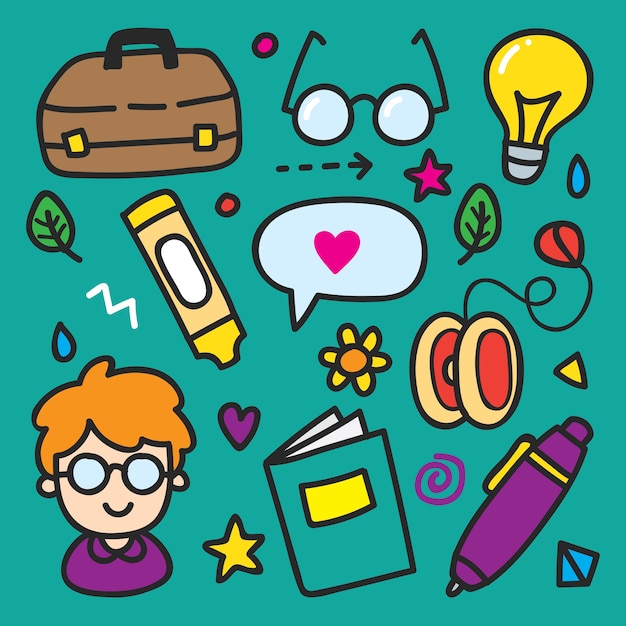 Back to school icon doodle