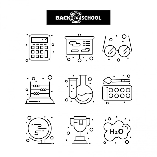 Icona di ritorno a scuola. set di icone linea istruzione e apprendimento.