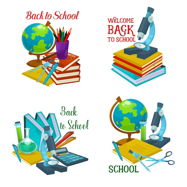 Back to school icon with education supplies