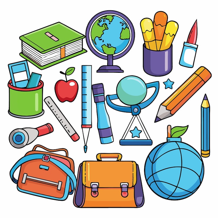 Vector back to school icons cute and colorful educational illustrations