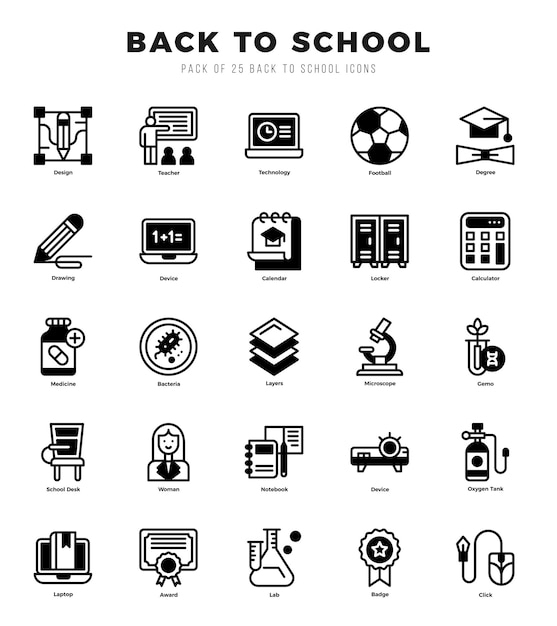 Vector back to school icons set for website and mobile site and apps