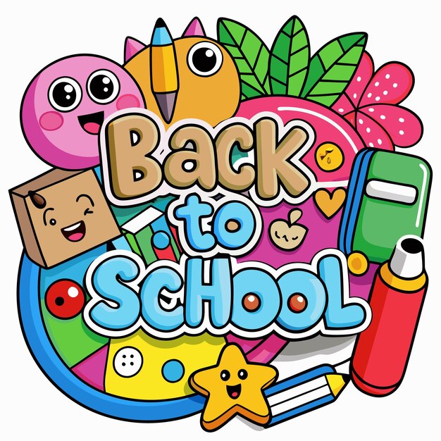 Vector back to school illustration with cute characters