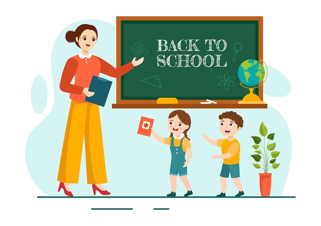 Back to School Illustration with Schools Elements and Learning Equipment for Education Background