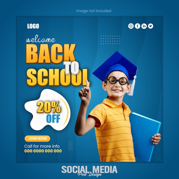 Back to school Instagram post banner template vector premium