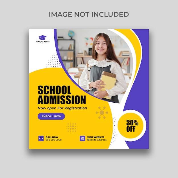 Back to school Instagram post or social media post banner template