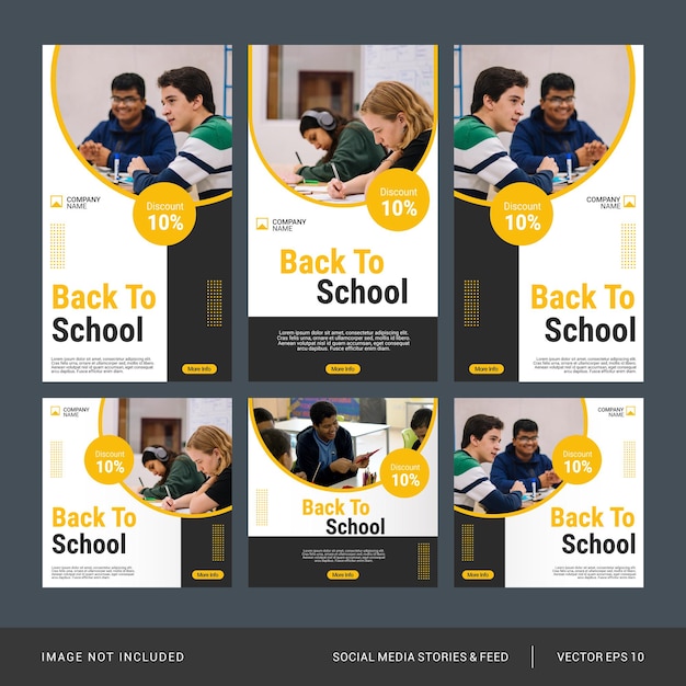 Back to school instagram post and stories template set