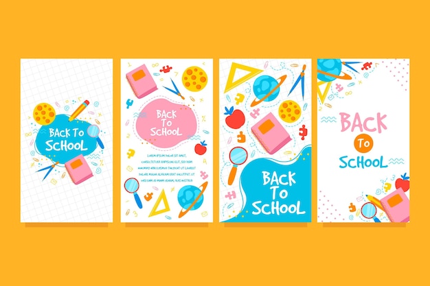 Vector back to school instagram stories collection