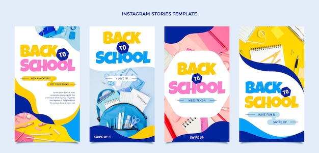 Vector back to school instagram stories collection