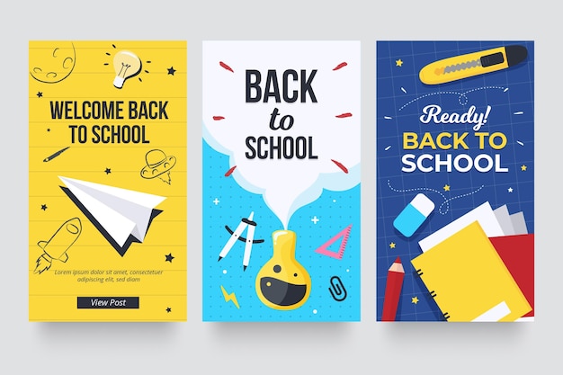 Vector back to school instagram stories