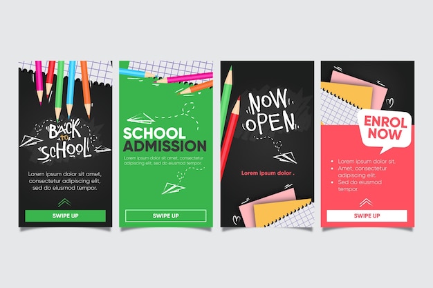 Vector back to school instagram story collection