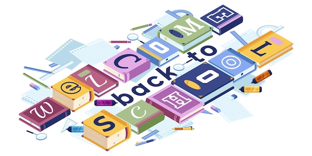 back to school isometric stock