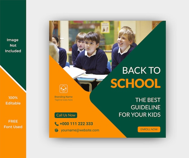 Vector back to school for kids social media banner