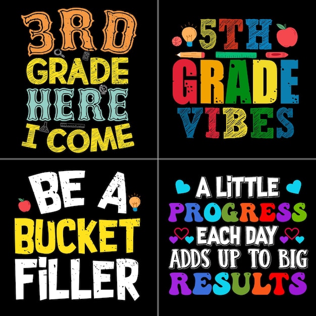 Vector back to school kids t-shirt design bundle