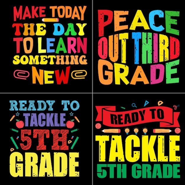 Vector back to school kids t-shirt design bundle