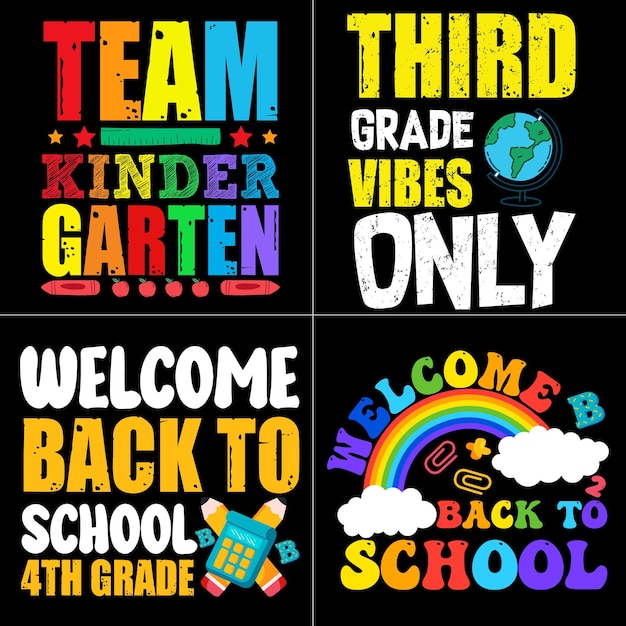 Vector back to school kids t-shirt design bundle