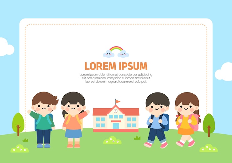 Vector 학교 로 돌아가는 아이 들