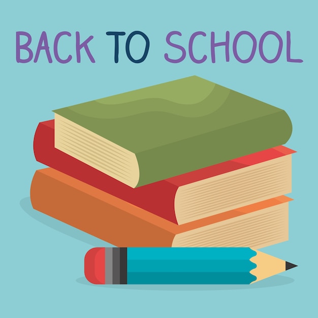back to school label with books and supplies