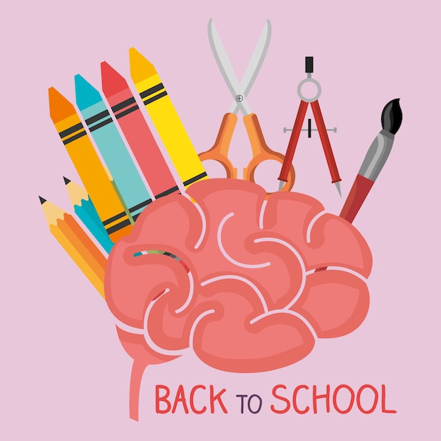 back to school label with brain storming